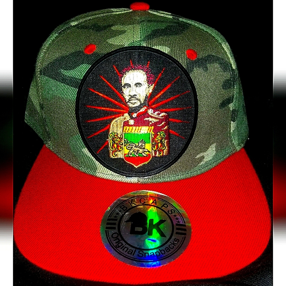 New RASTAFARI H.I.M Selassie Baseball Cap! 2-Toned Camo/Red Hat. Ethiopia Africa